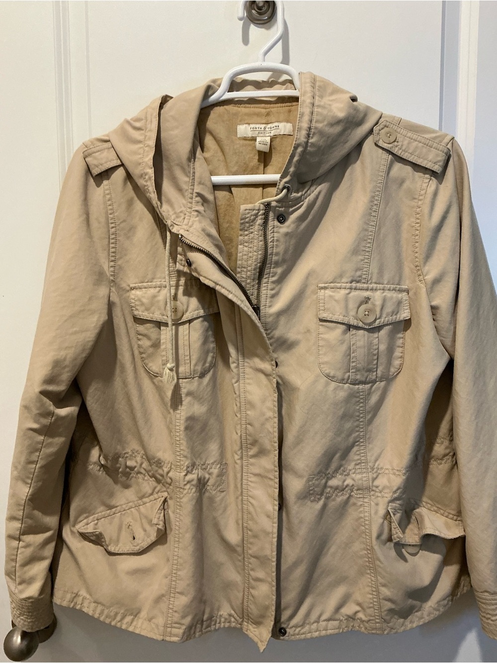 Casual Hooded Utility Jacket in Beige